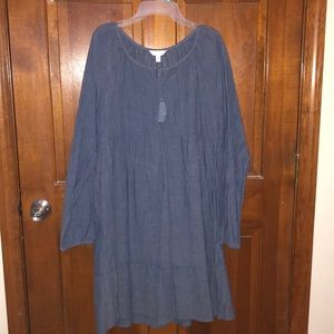 Blue peasant style dress